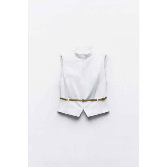 NWT ZARA SLIM FIT VEST TOP WITH BELT - Picture 6 of 9